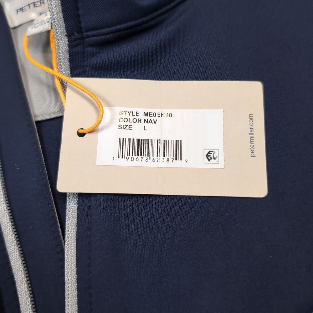 Peter Millar Perth Performance 1/4 Zip Pullover Mens Large Navy Blue NWT NEW - Picture 3 of 12